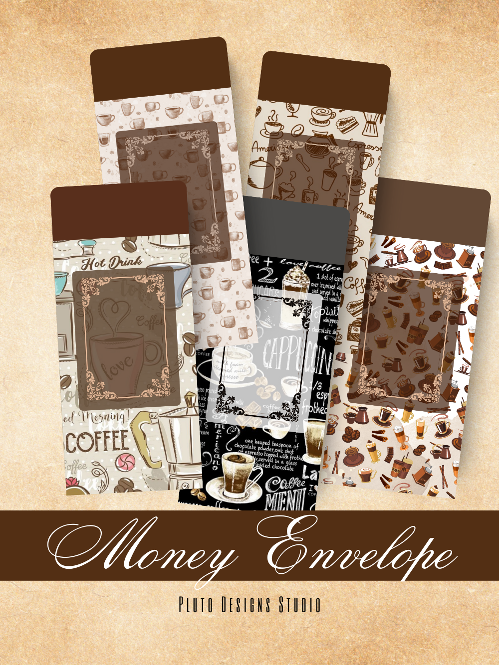 Money Envelope Vintage Coffee Lover Stationery Cafe Collection