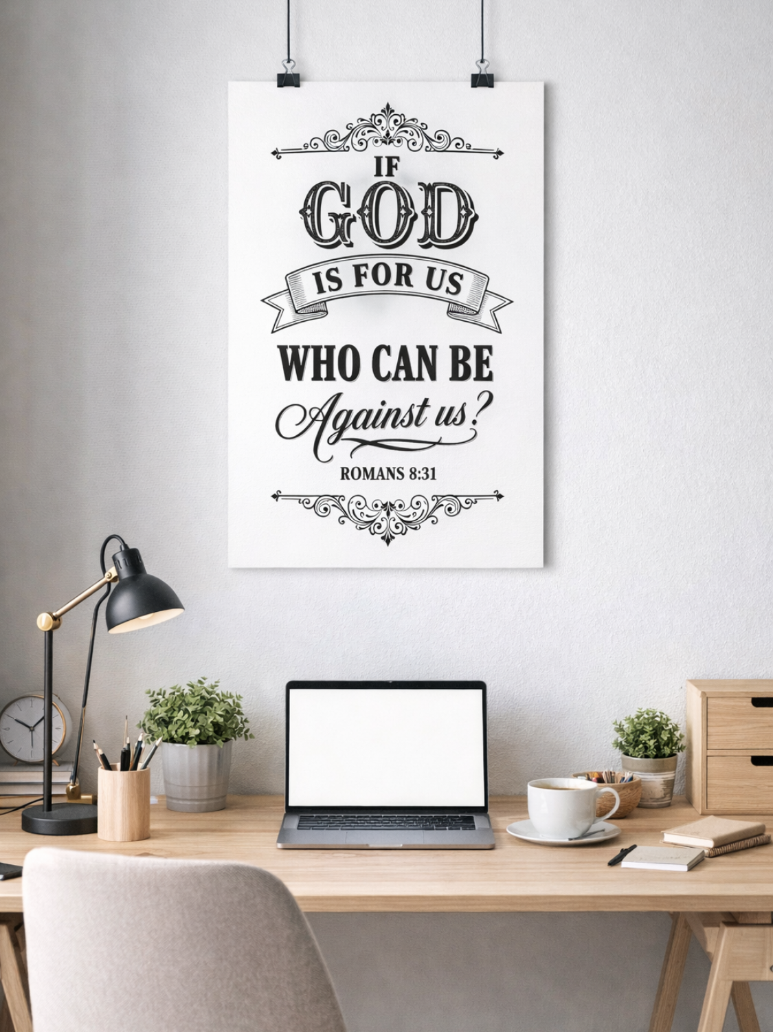 Romans 8:31 'If God Is For Us Who Can Be Against Us?' Satin Poster