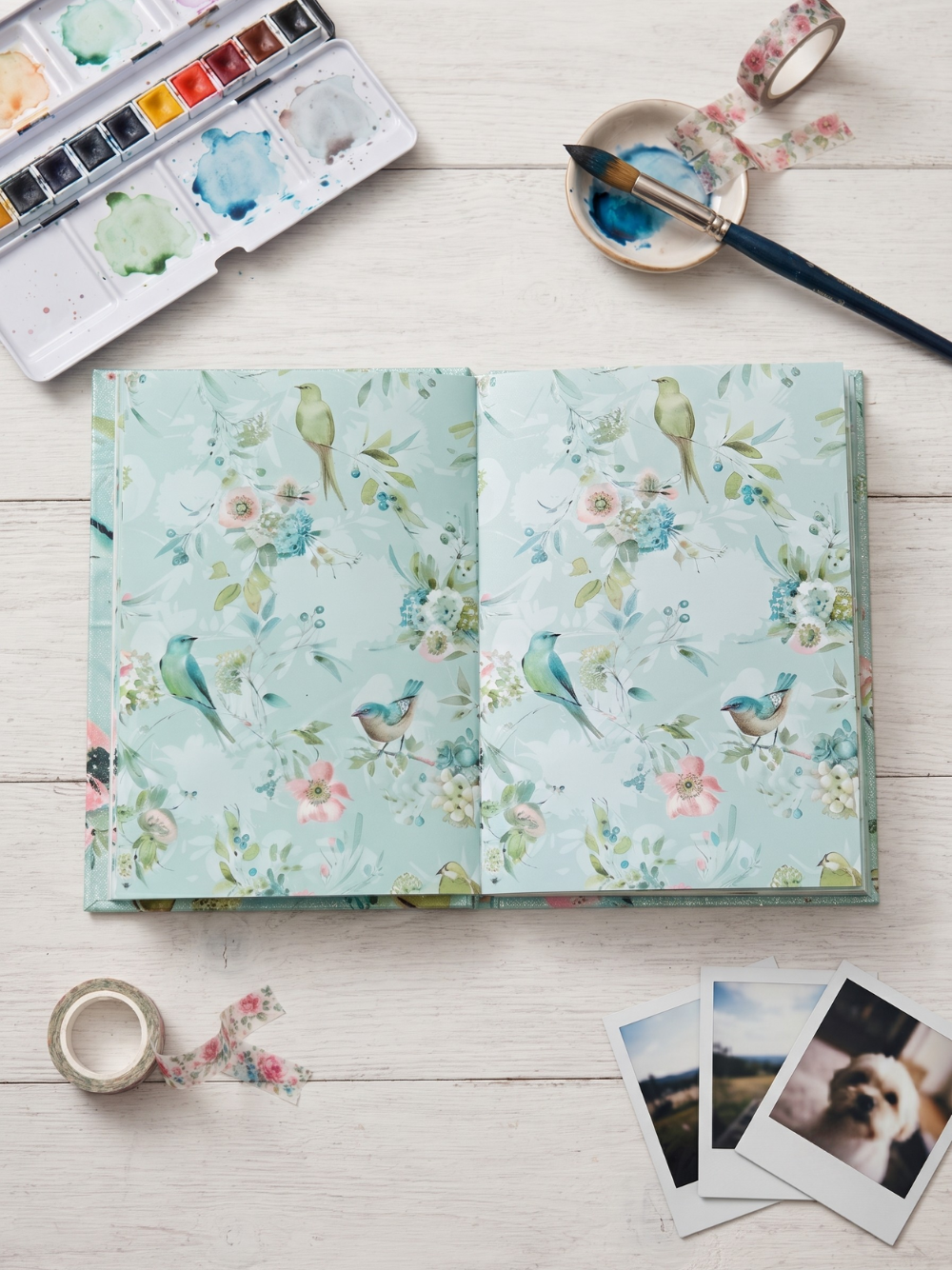 Birds & Blooms Glitter Hardcover A5 Notebook with Sticker Pack | Unlined Colored Page Notebook by Pluto Designs Studio Papel