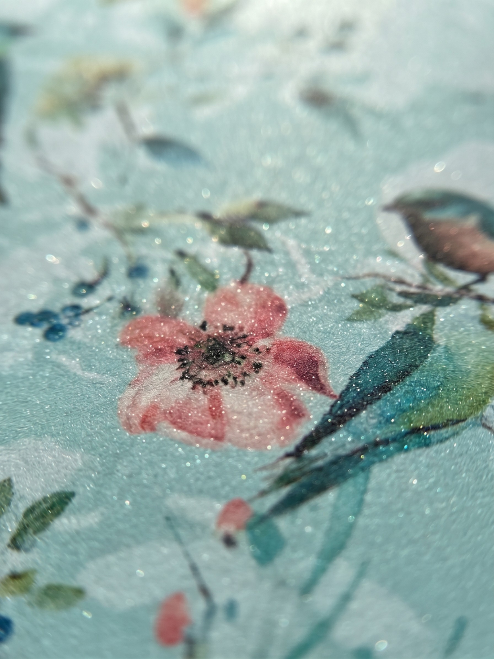 Birds & Blooms Glitter Hardcover A5 Notebook with Sticker Pack | Unlined Colored Page Notebook by Pluto Designs Studio Papel