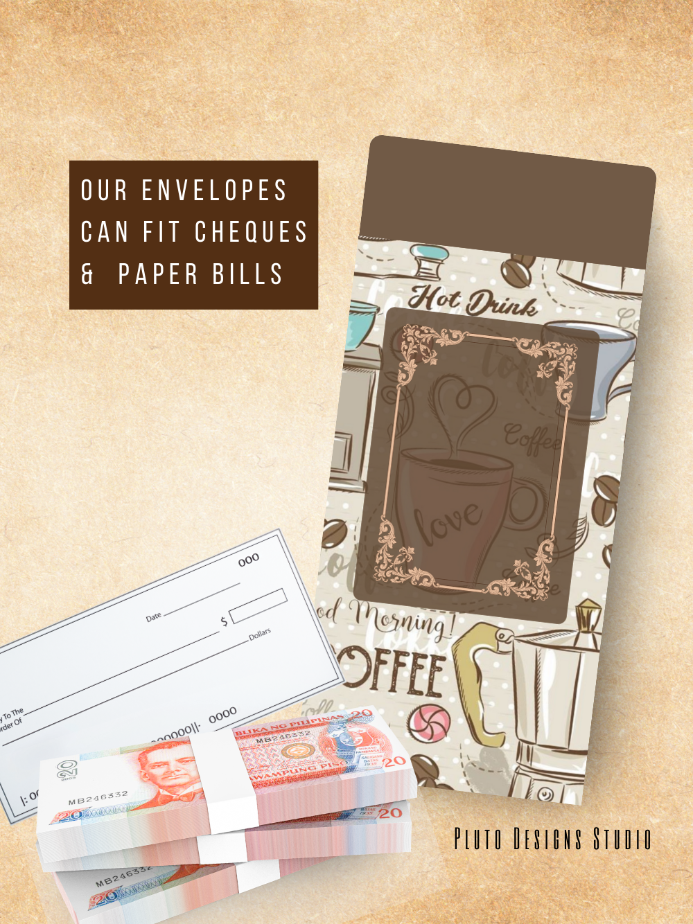 Money Envelope Vintage Coffee Lover Stationery Cafe Collection
