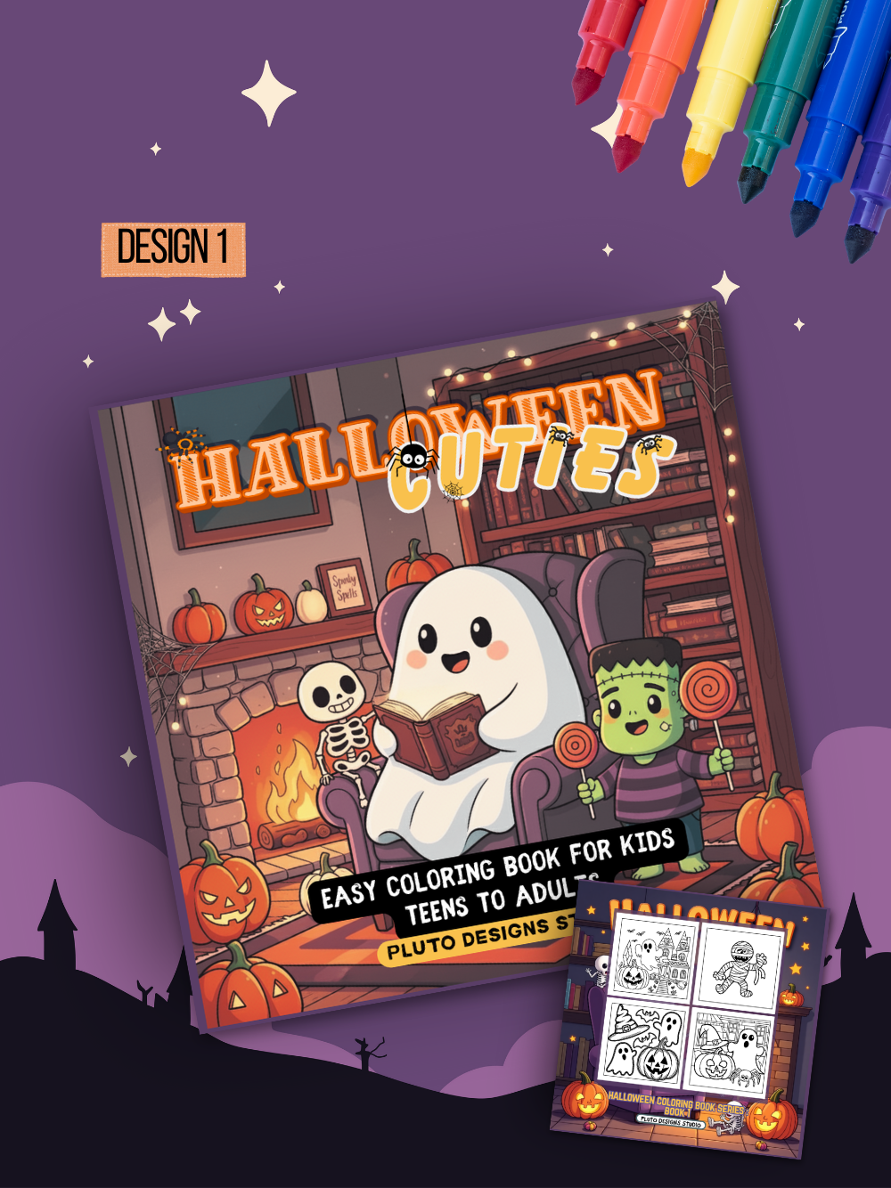 Halloween Coloring Book Series for Kids Teens and Adults |Simple, Cute Spooky Illustrations