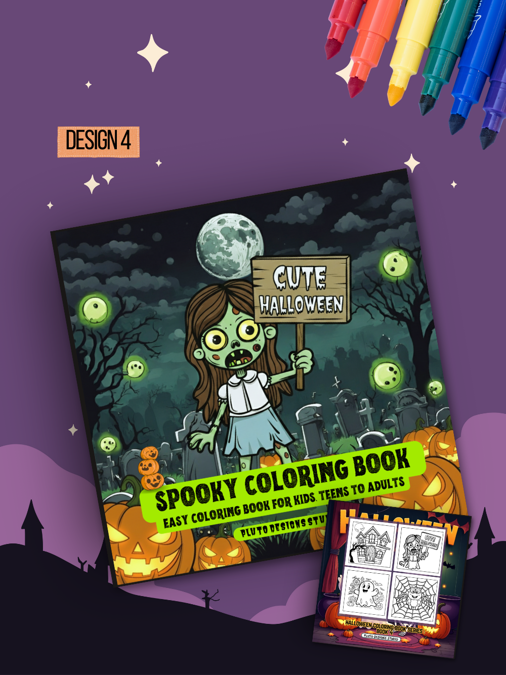Halloween Coloring Book Series for Kids Teens and Adults |Simple, Cute Spooky Illustrations