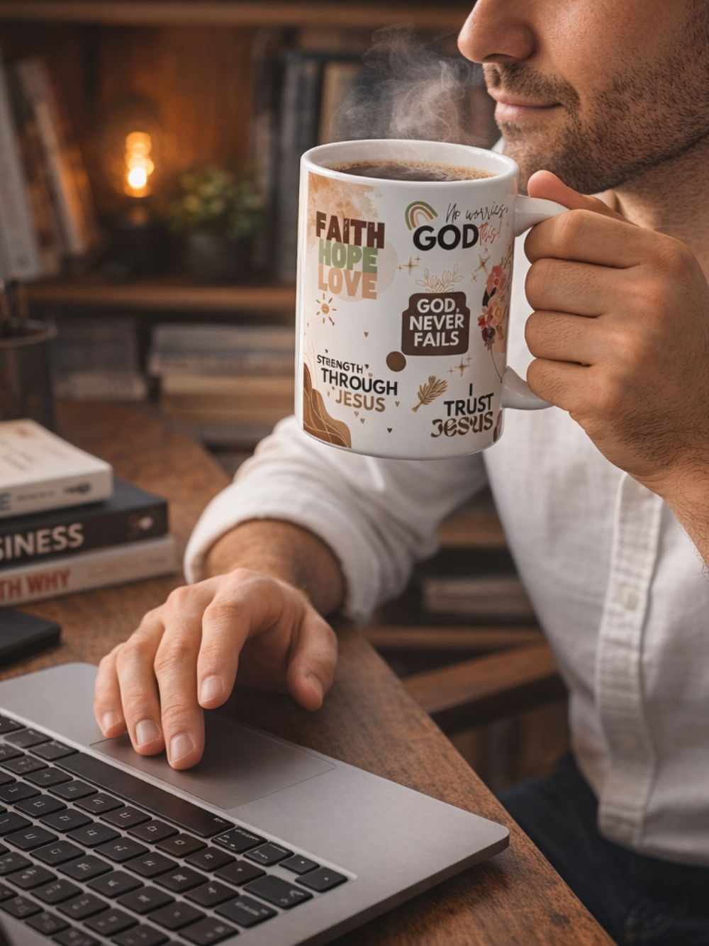 Prayer First Ceramic Mug — Faith-Inspired Coffee Cup with Inspirational Scripture Quotes Brown Love (11oz)