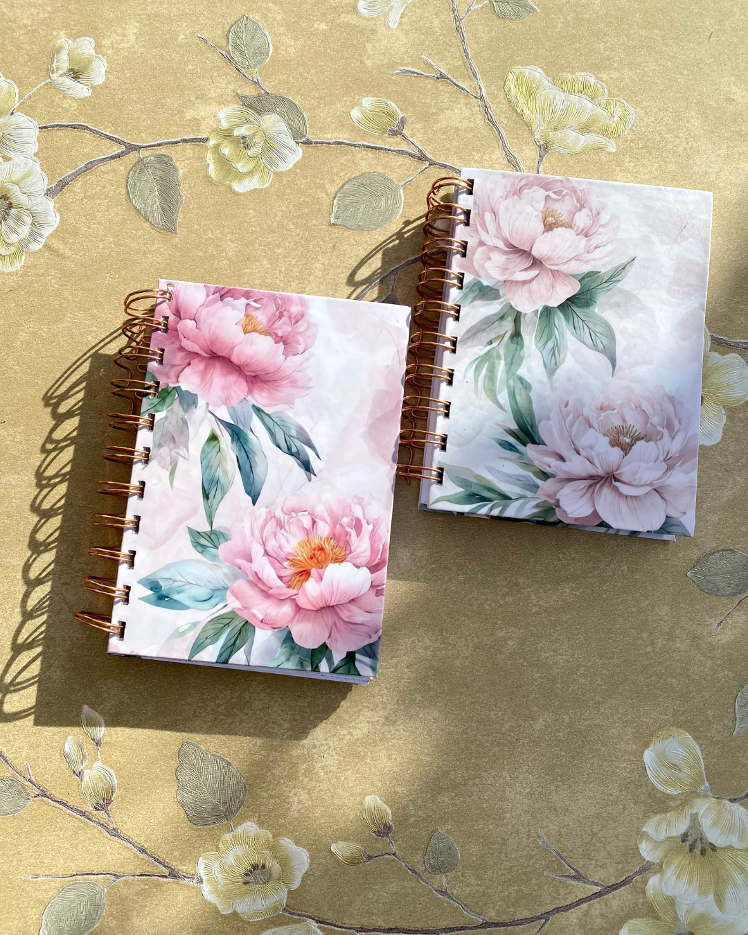 Floral Peony Dotted Journal Notebook | Peonies Illustration Mini Journal