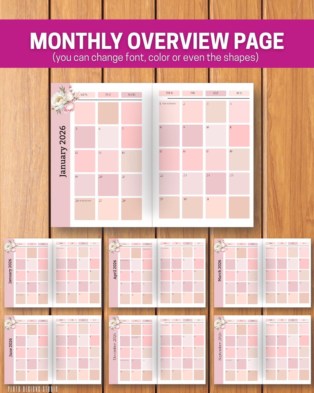 2026 Comprehensive Floral Planner – Fully Editable Canva Template (Canva Template)