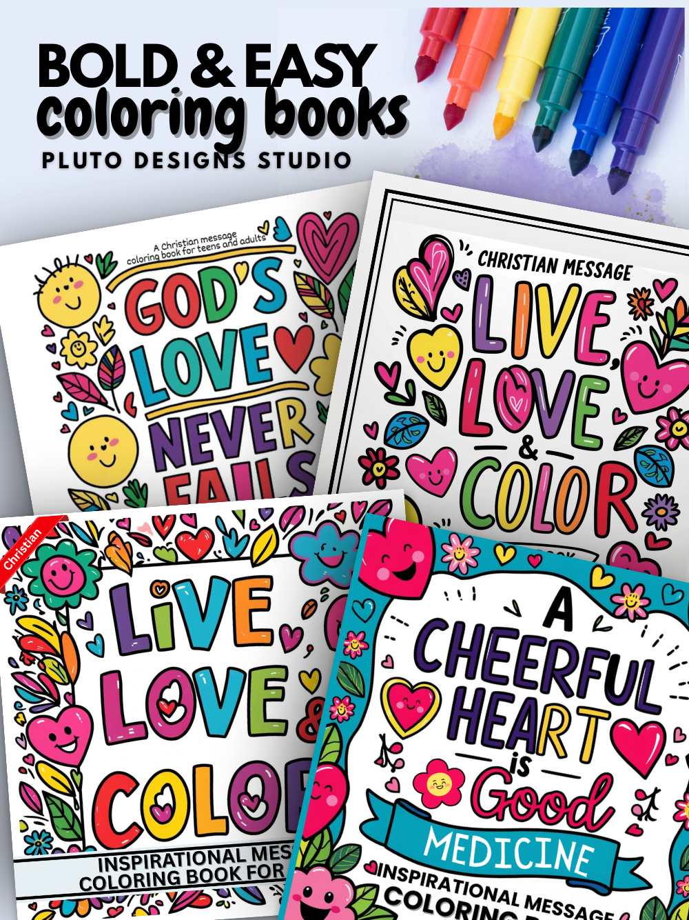 50 Inspirational Coloring Book for Adults: Christian Message Patterns to Color - Bold & Easy Positive Christians Affirmations for Adults Men Women & Teens