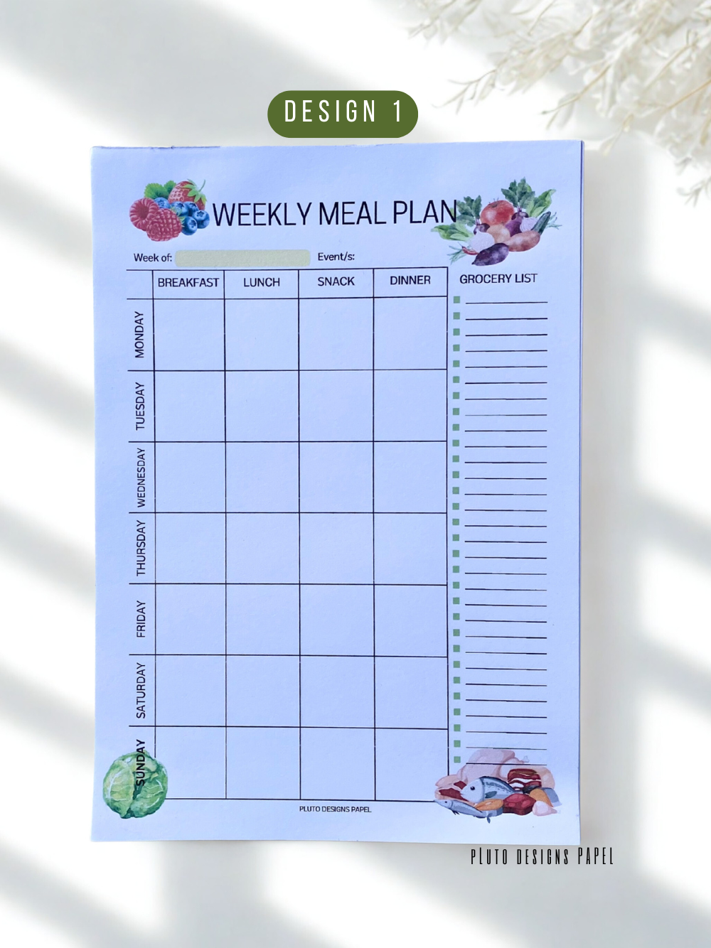 Stick On Wall Weekly Meal Planner