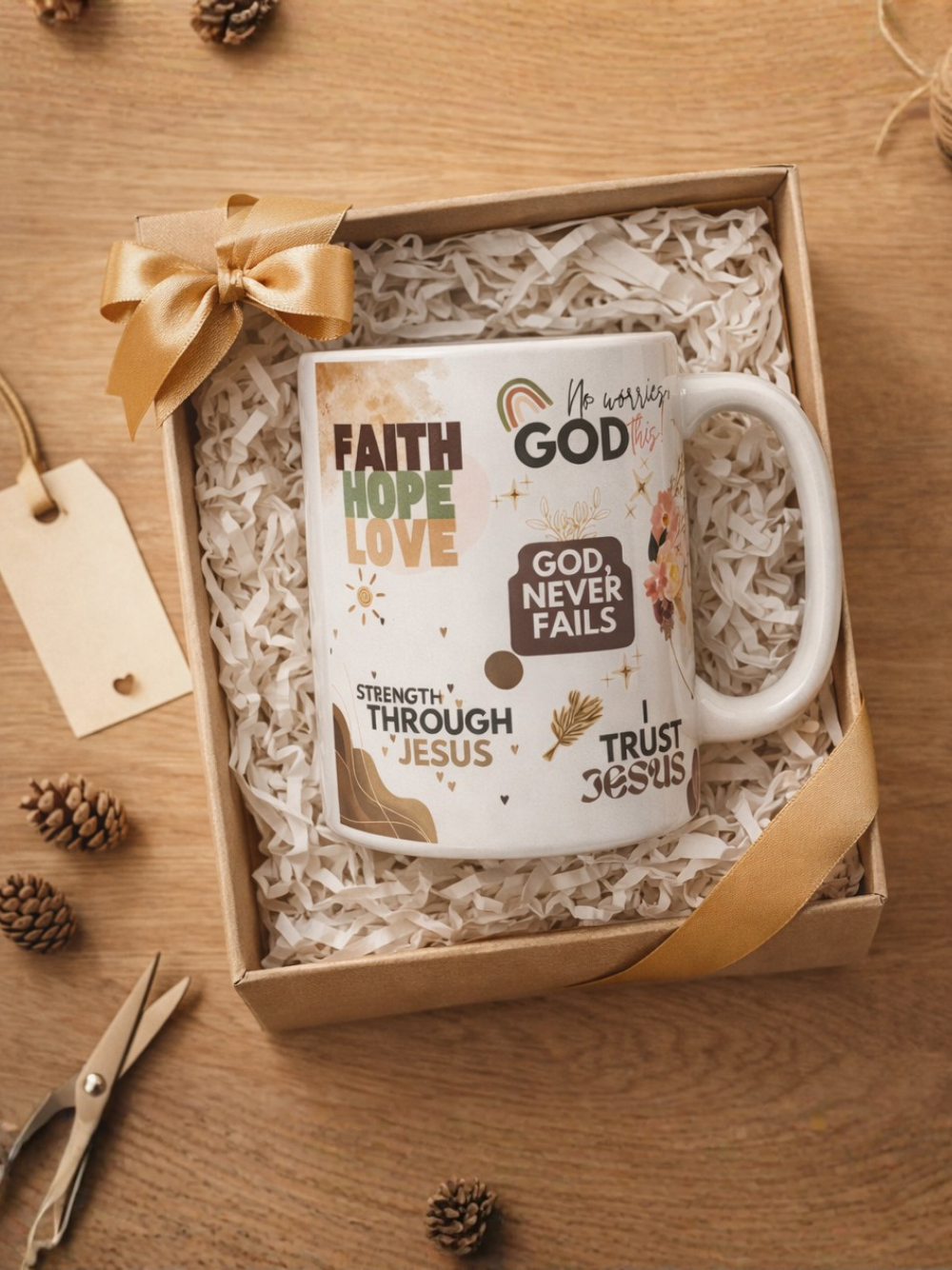Prayer First Ceramic Mug — Faith-Inspired Coffee Cup with Inspirational Scripture Quotes Brown Love (11oz)