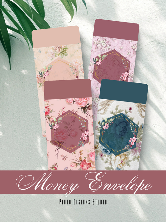 Money Envelope Floral Garden Theme in Dainty Pink and Teal