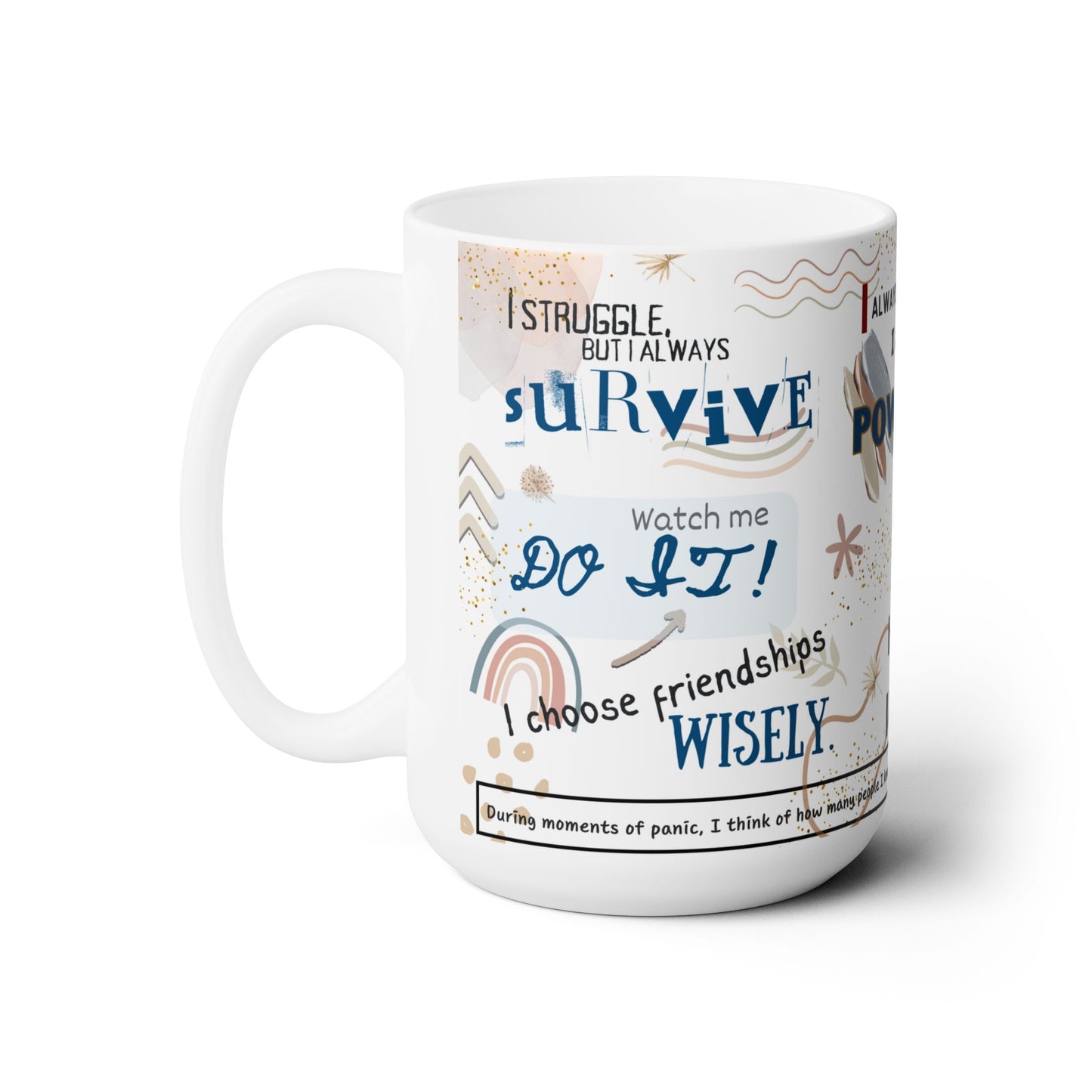 Daily Affirmation Mug I am Strong Boho Ceramic Mug 15oz