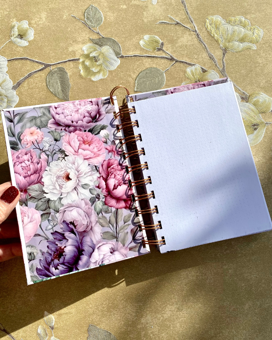 Floral Peony Dotted Journal Notebook | Peonies Illustration Mini Journal