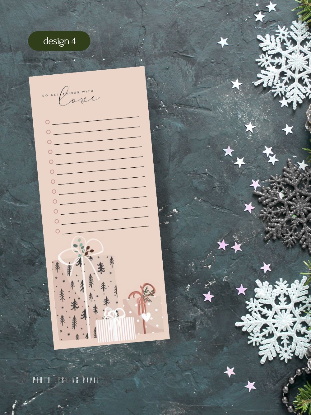 Holiday Christmas Notepad & To-Do List