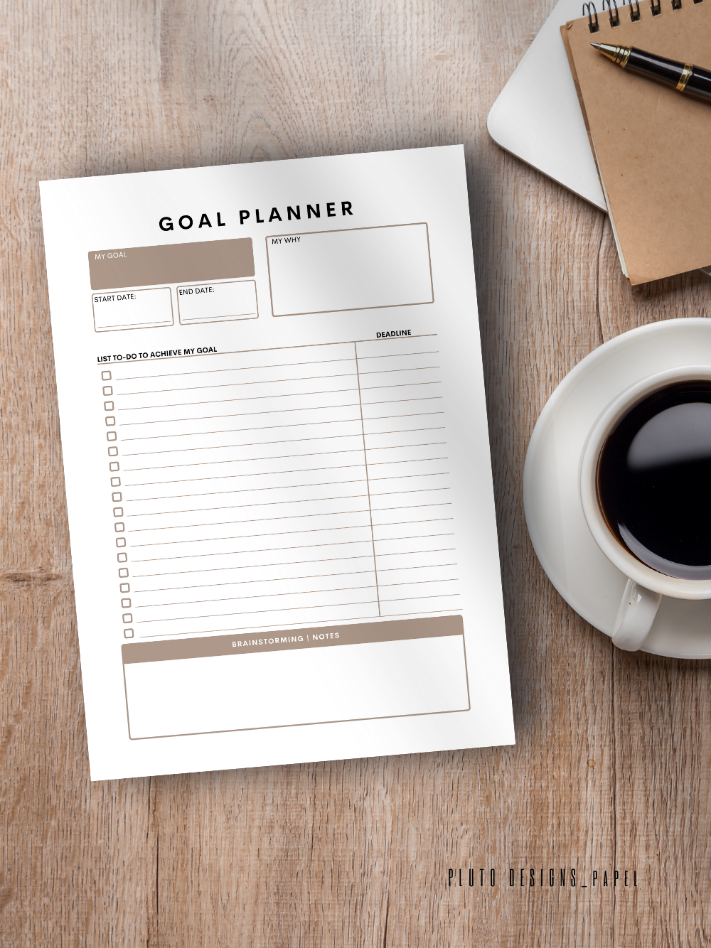 Minimalist Corporate Modern Goal Planner & To-Do List Notepad