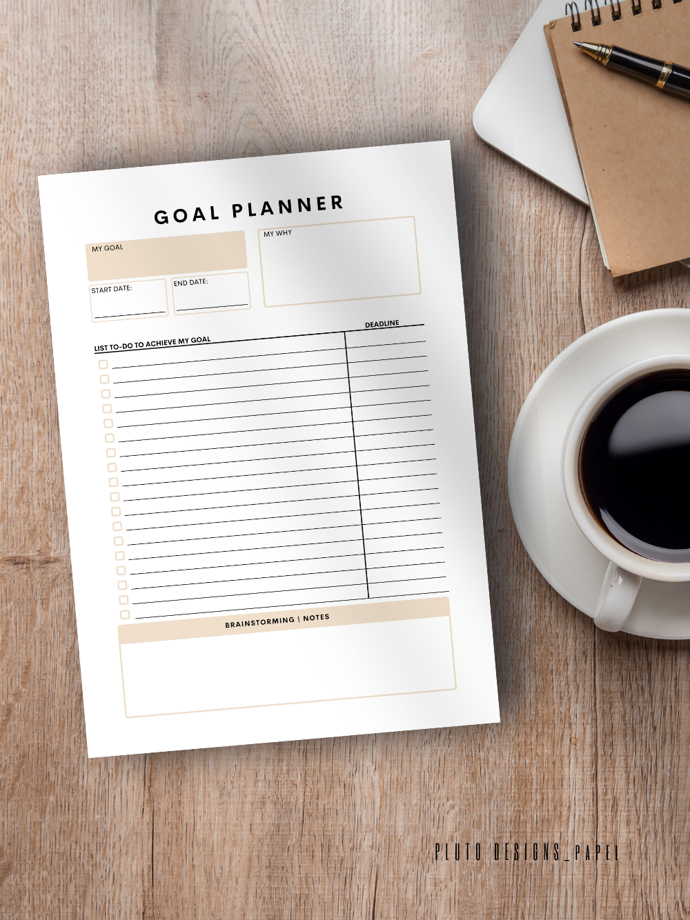 Minimalist Corporate Modern Goal Planner & To-Do List Notepad