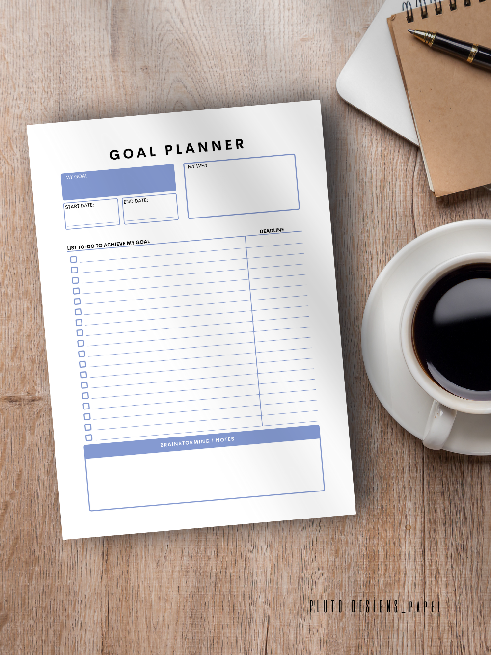 Minimalist Corporate Modern Goal Planner & To-Do List Notepad