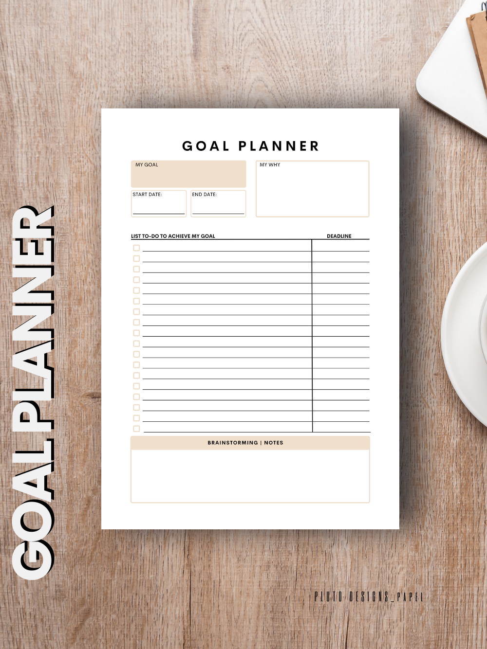 Minimalist Corporate Modern Goal Planner & To-Do List Notepad