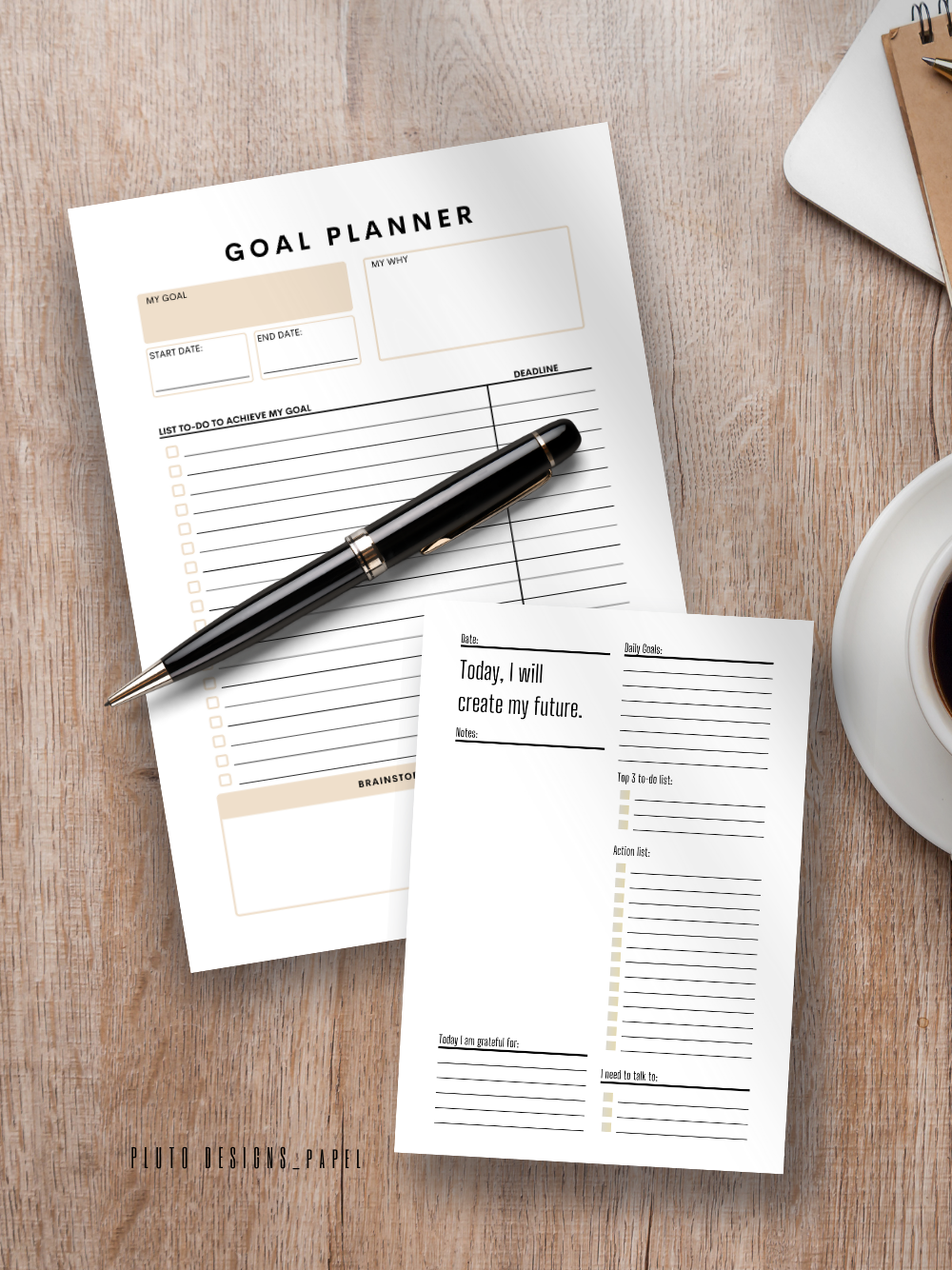 Minimalist Corporate Modern Goal Planner & To-Do List Notepad