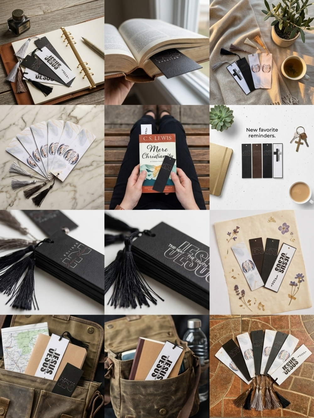 Faith-Themed Bookmark with Tassel | Bible Verse Christian Bookmarks in 8 Designs by Pluto Designs Studio Papel