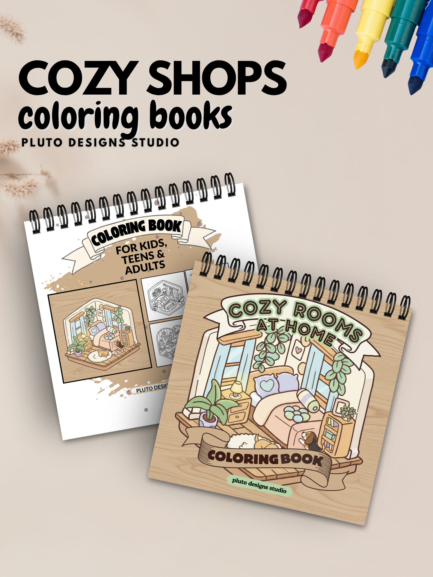 Cozy Rooms Coloring Book – Relaxing Home-Inspired Coloring Pages for All Ages (56 illustrations)
