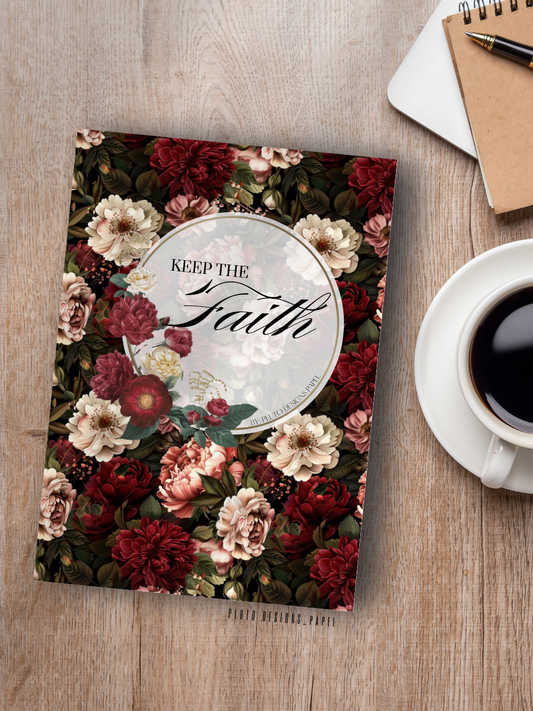 Faith In Bible Messages Christian Praise in Burgundy Florals Notepad A5