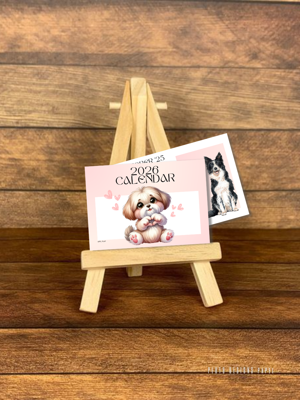 2026 Mini Calendar – Desktop Calendar with Wood Stand Holder