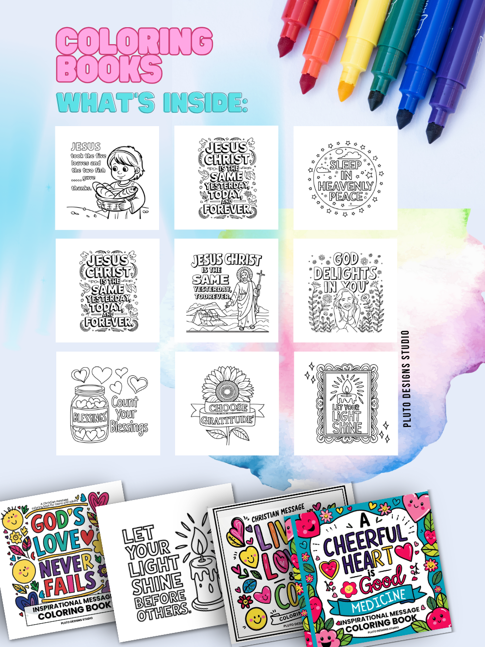 50 Inspirational Coloring Book for Adults: Christian Message Patterns to Color - Bold & Easy Positive Christians Affirmations for Adults Men Women & Teens