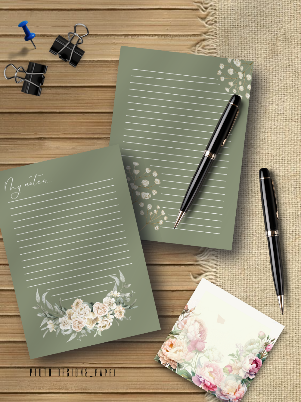 Sage Green Minimalist Floral Notepads