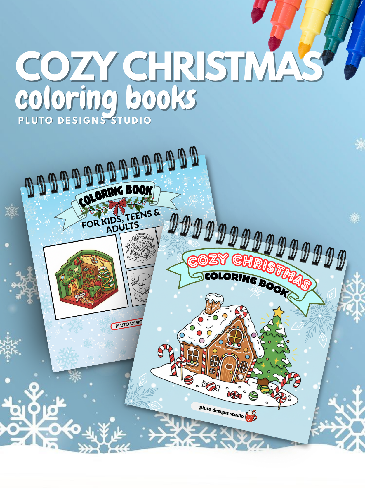 Cozy Christmas Coloring Book – 60 Festive Illustrations | Relaxing Holiday Coloring Book