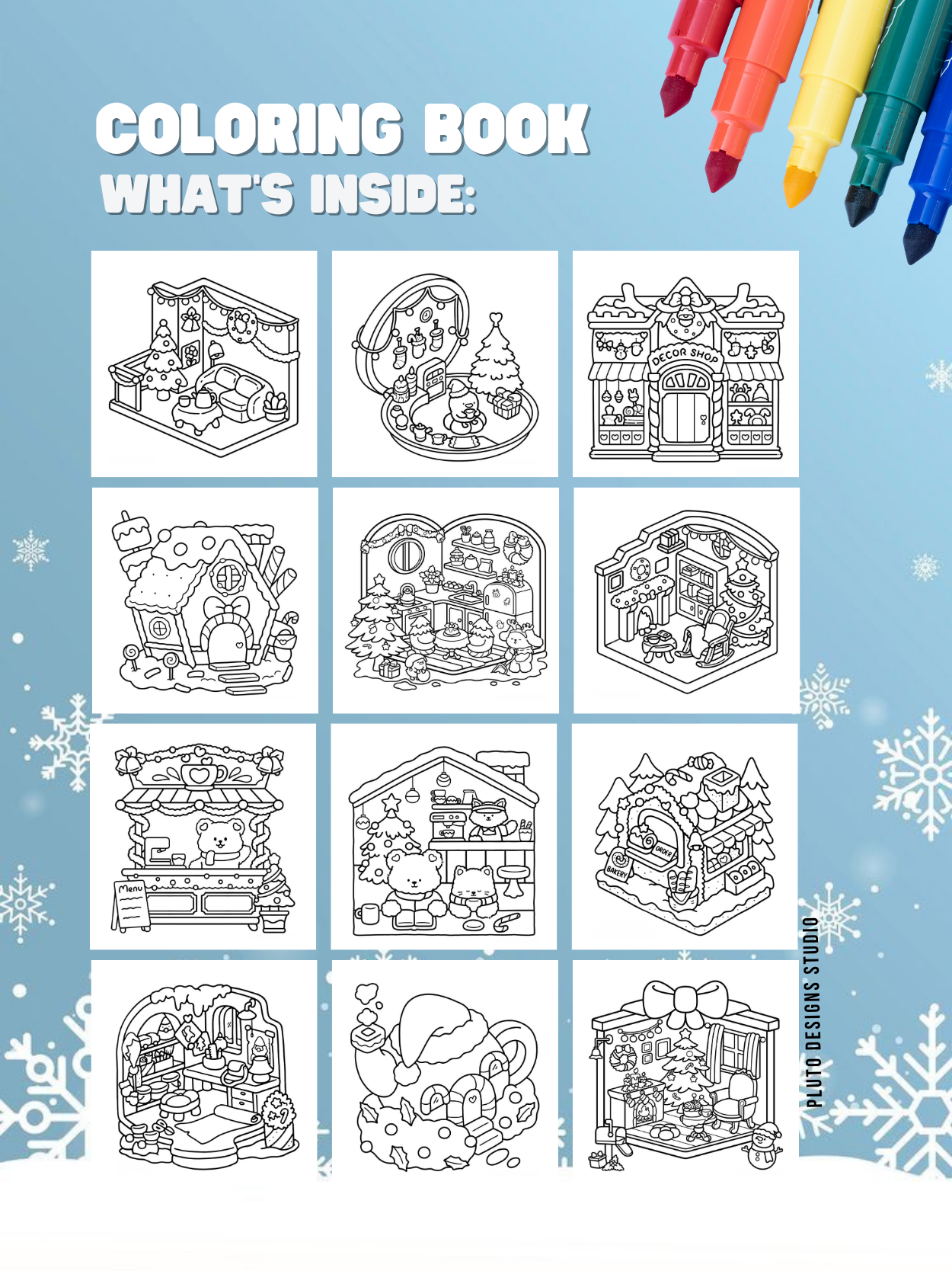 Cozy Christmas Coloring Book – 60 Festive Illustrations | Relaxing Holiday Coloring Book