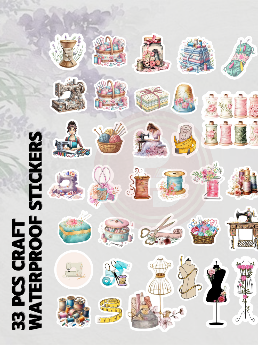 33 PCS Sewing Craft Stickers – Waterproof & High-Quality Graphics