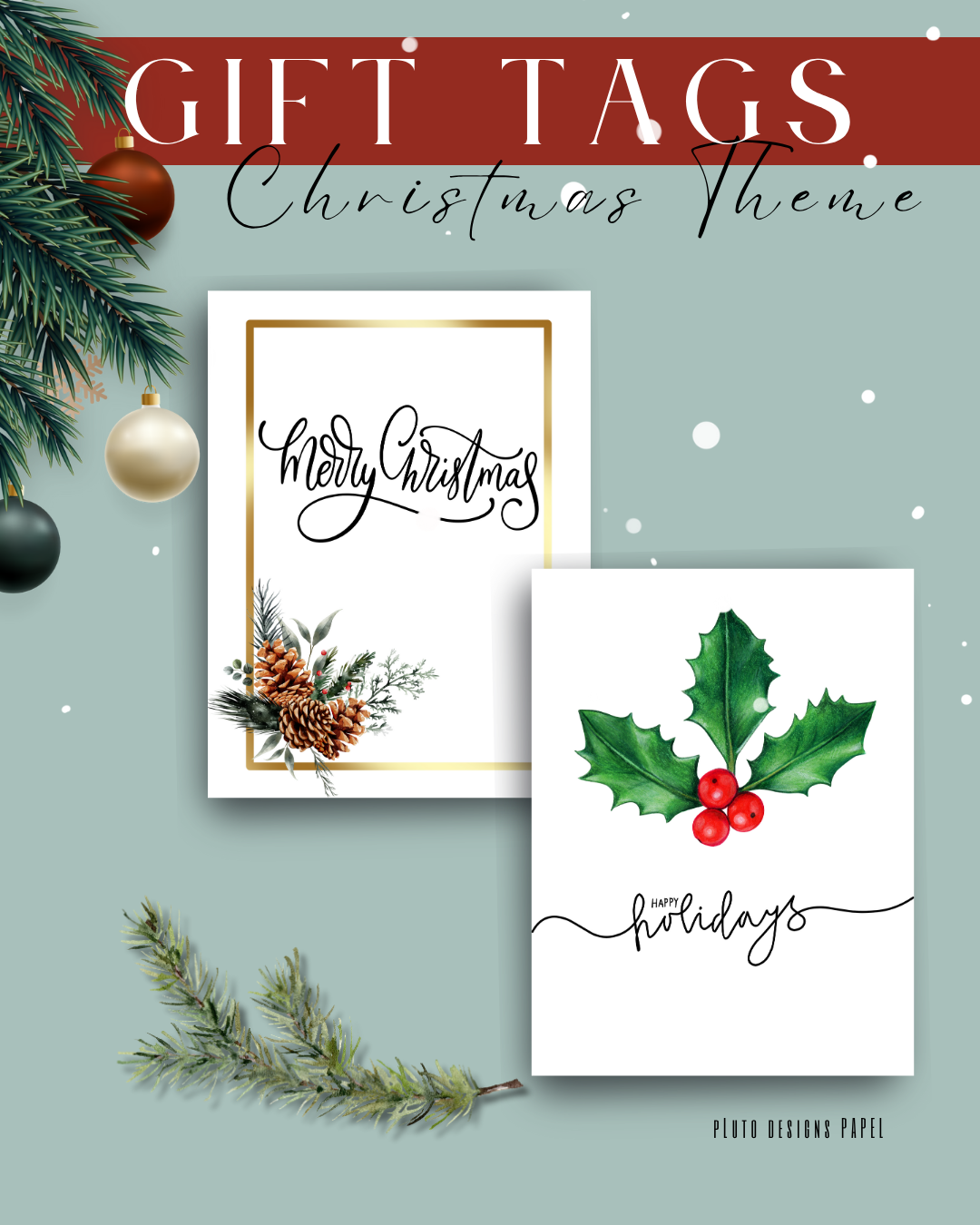 Christmas Gift Tags - Holiday Theme in Light Colors Pack of 18 (Have it personalized)