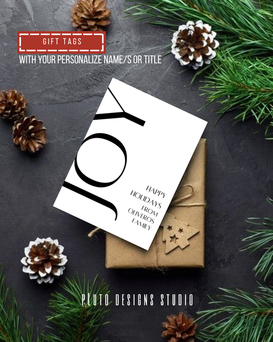 Minimalist Christmas Gift Tags - Holiday Theme Elegant Pack of 18 (Have it personalized)