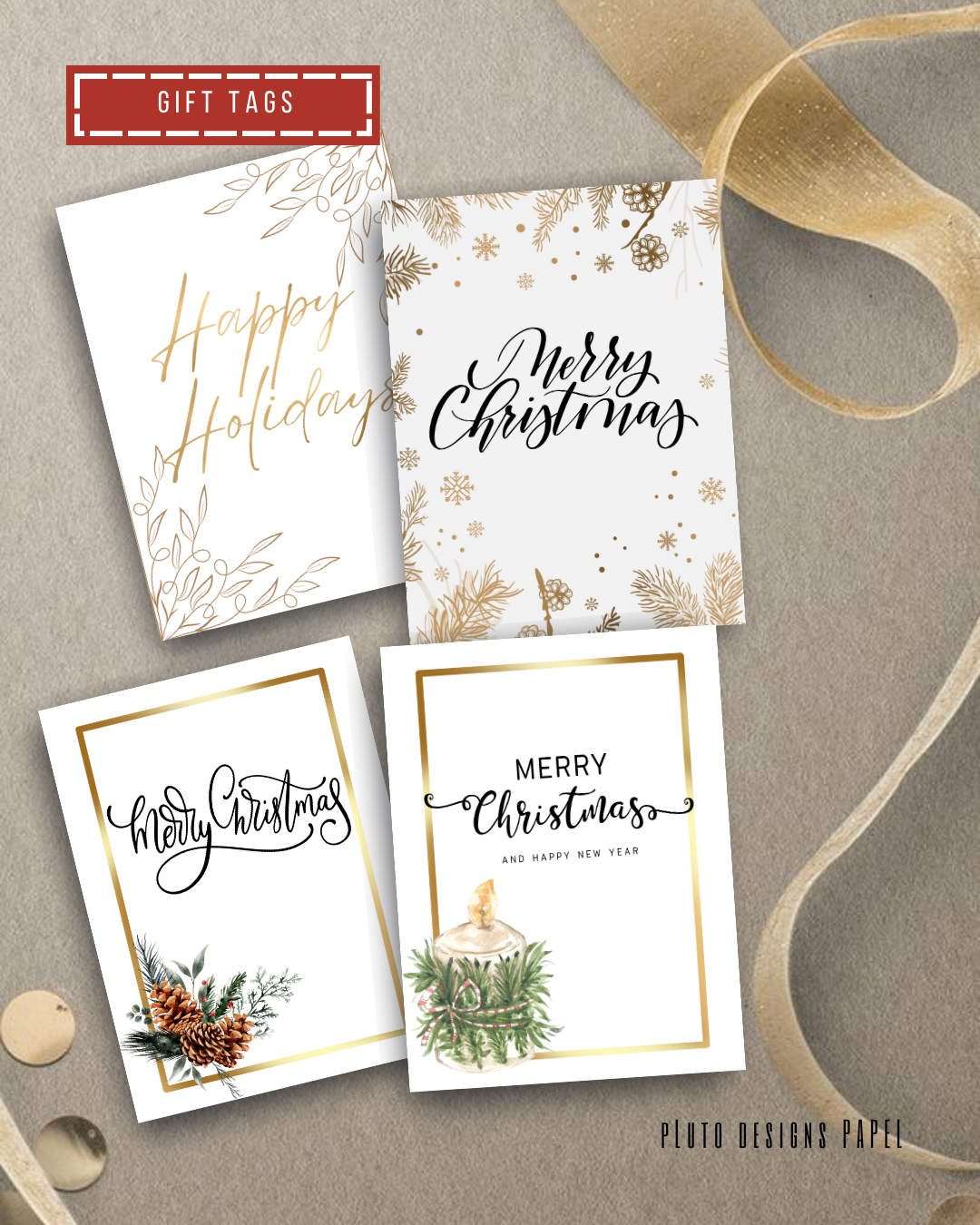 Christmas Gift Tags - Holiday Theme in Light Colors Pack of 18 (Have it personalized)