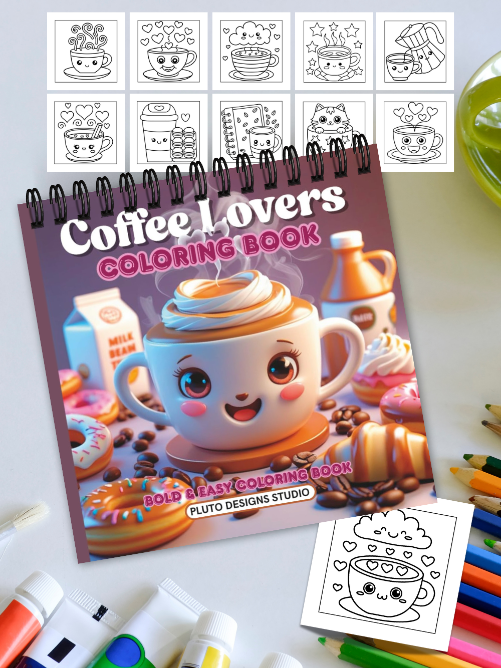 Coffee Lovers Coloring Book – Bold &amp; Easy Designs for Kids, Teens, Adults and Seniors | Gifts