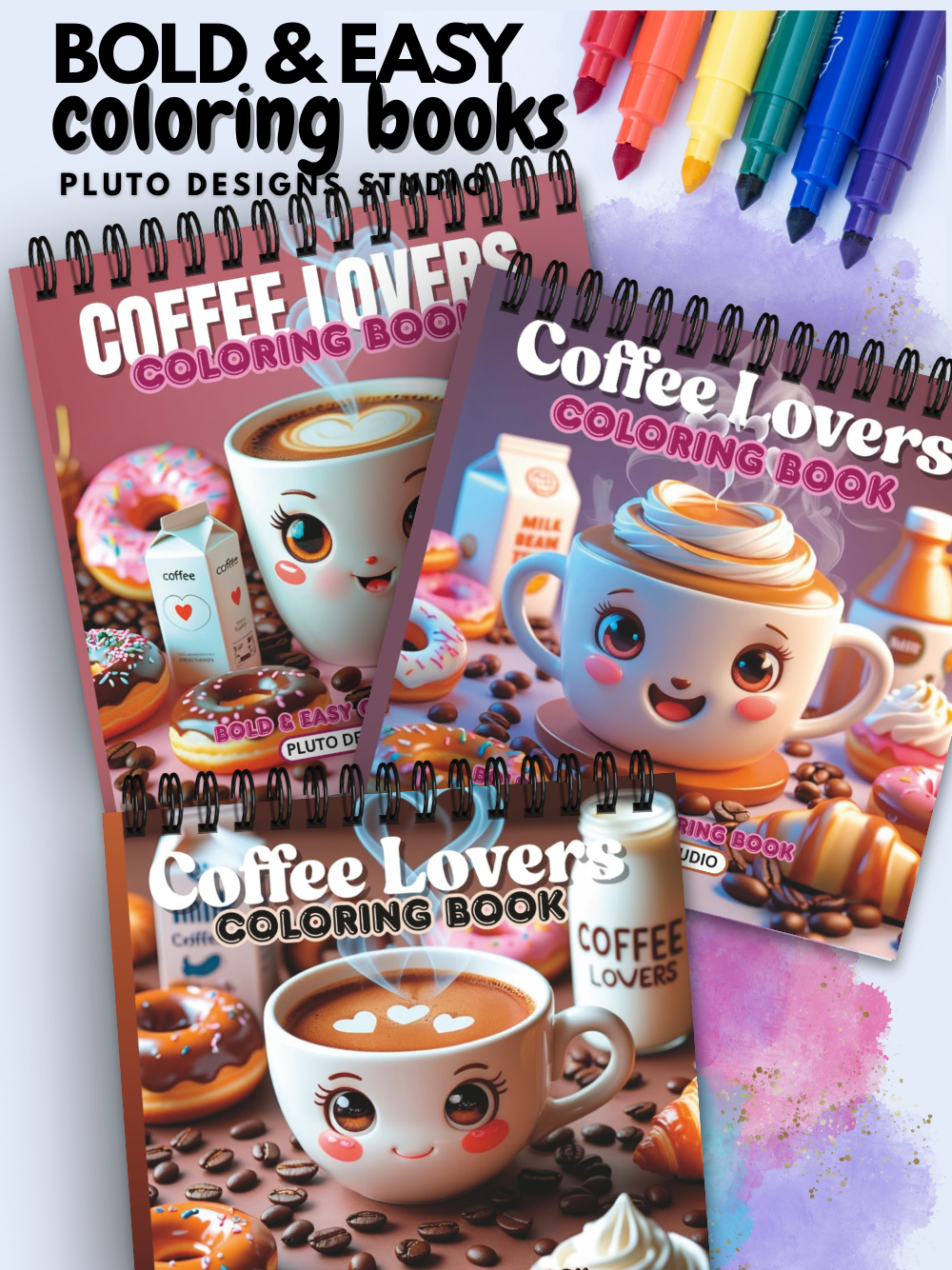 Coffee Lovers Coloring Book – Bold &amp; Easy Designs for Kids, Teens, Adults and Seniors | Gifts