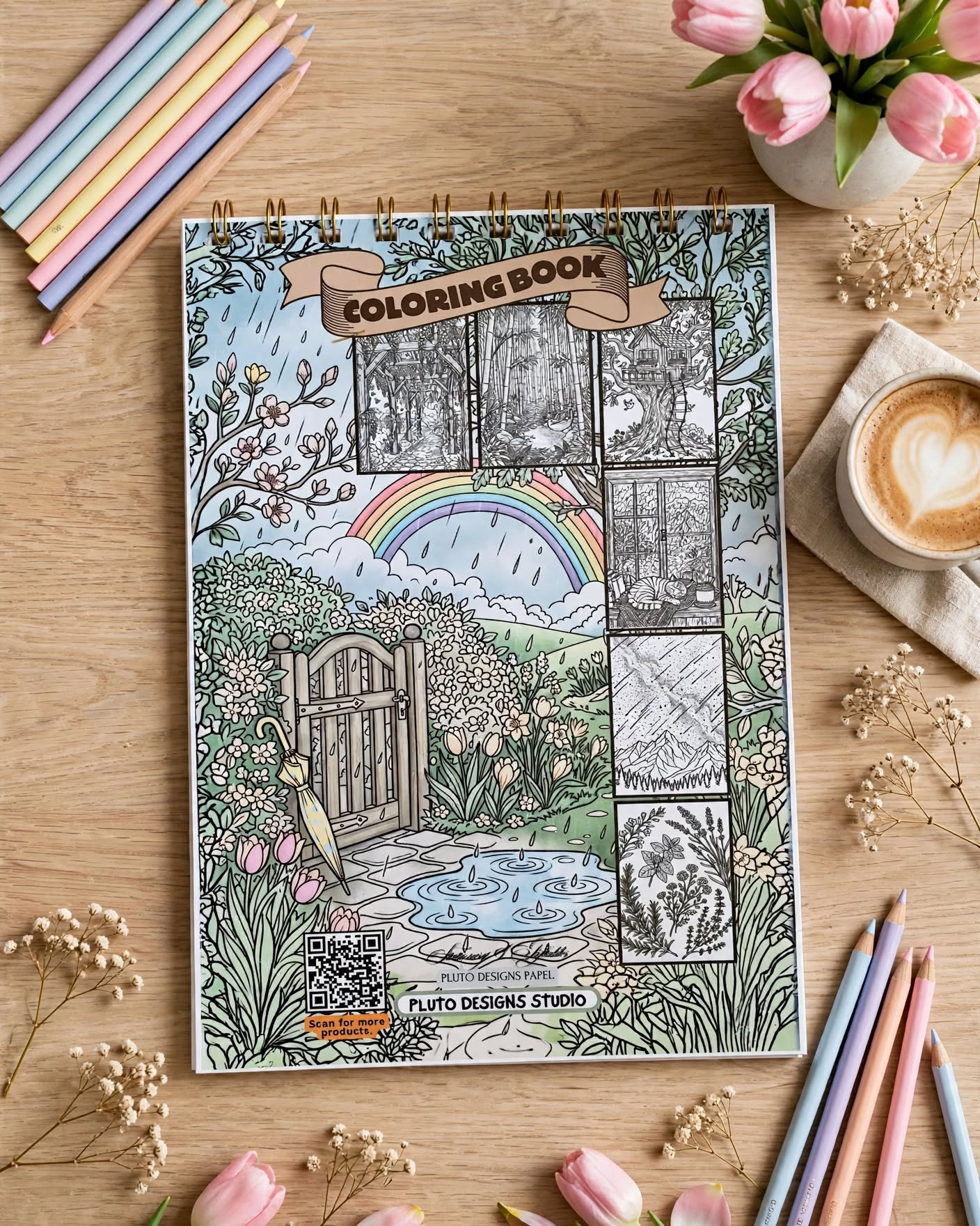 Relaxing Coloring Book for Teens & Adults – 50 Stress Relief & Mindful Coloring Illustrations | A5 Coloring Book with 2 Free Bookmarks