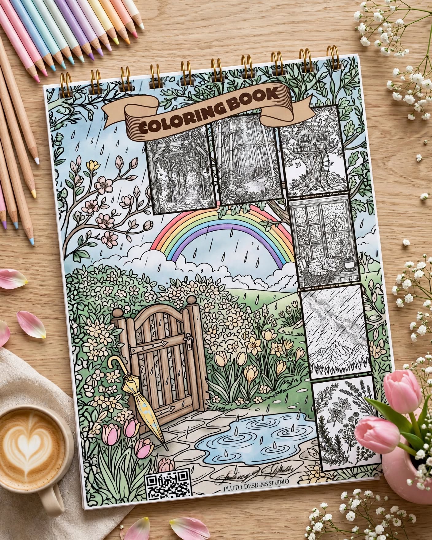 Relaxing Coloring Book for Teens & Adults – 50 Stress Relief & Mindful Coloring Illustrations | A5 Coloring Book with 2 Free Bookmarks