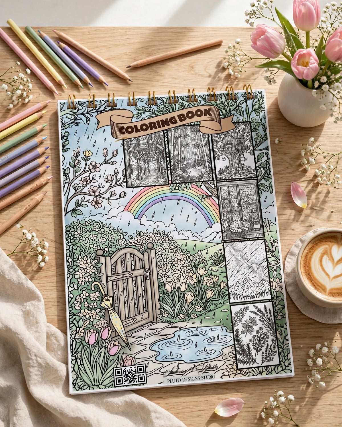 Relaxing Coloring Book for Teens & Adults – 50 Stress Relief & Mindful Coloring Illustrations | A5 Coloring Book with 2 Free Bookmarks