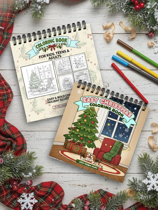 Easy Christmas Coloring Book – 60 Easy Fun & Bold Holiday Illustrations Coloring for All Ages!