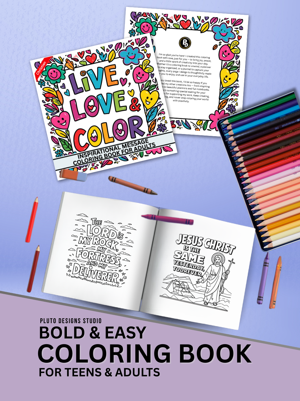 50 Inspirational Coloring Book for Adults: Christian Message Patterns to Color - Bold & Easy Positive Christians Affirmations for Adults Men Women & Teens