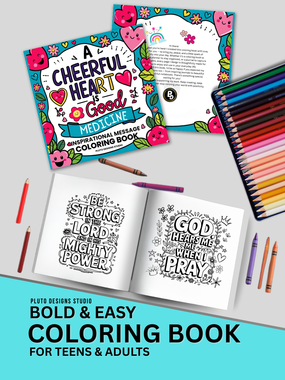 50 Inspirational Coloring Book for Adults: Christian Message Patterns to Color - Bold & Easy Positive Christians Affirmations for Adults Men Women & Teens
