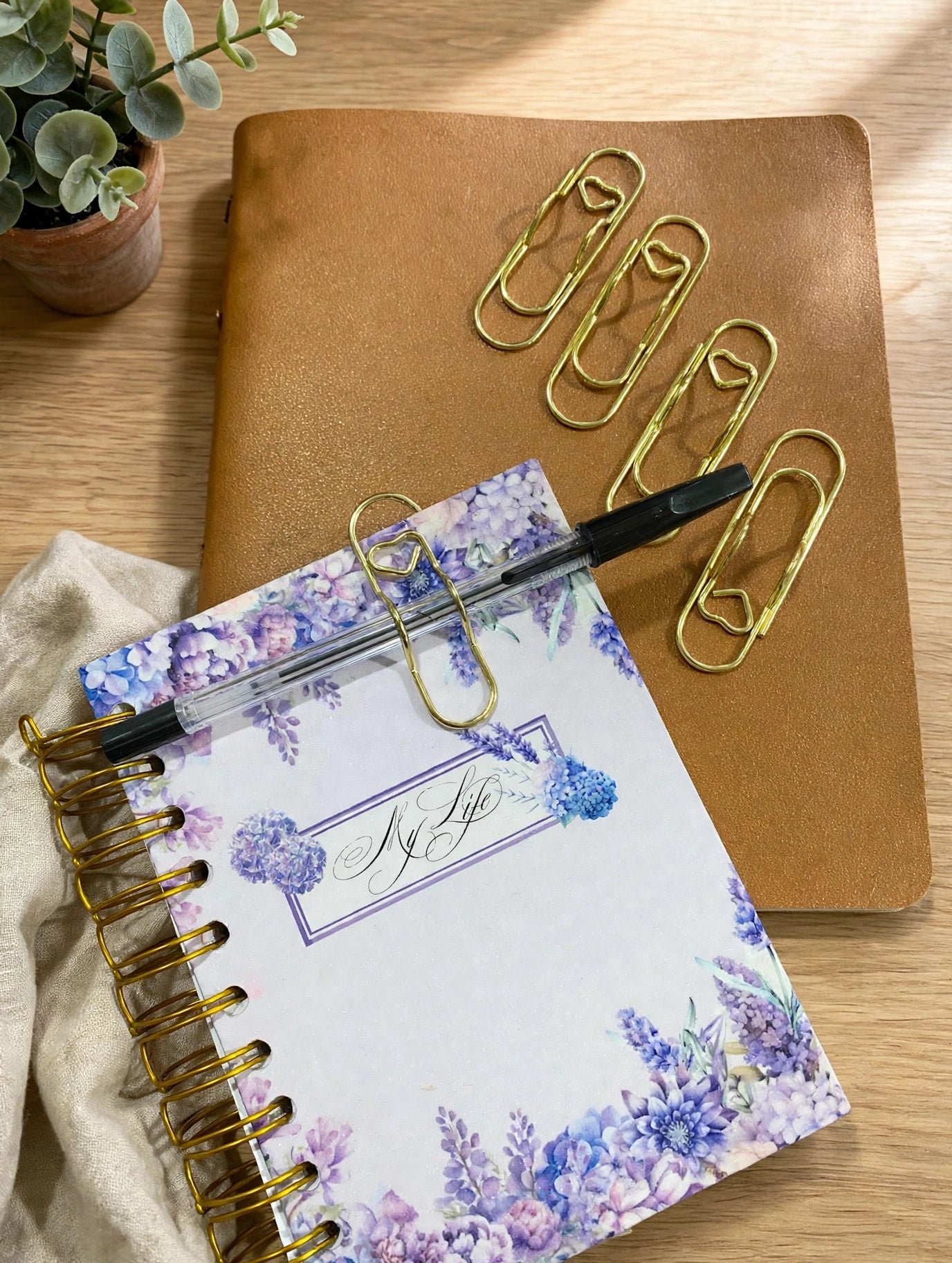 Heart Gold Pen Clip – Large Decorative Pen Holder Clips | 5-Piece Set
