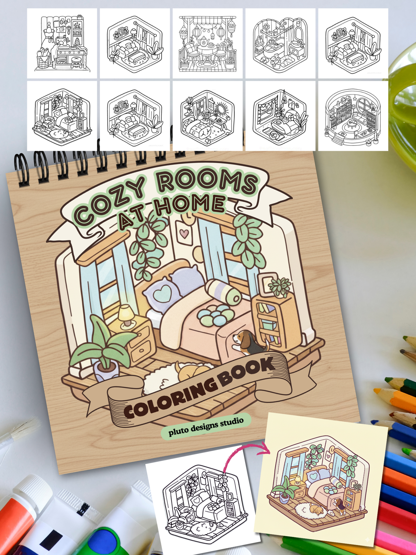 Cozy Rooms Coloring Book – Relaxing Home-Inspired Coloring Pages for All Ages (56 illustrations)
