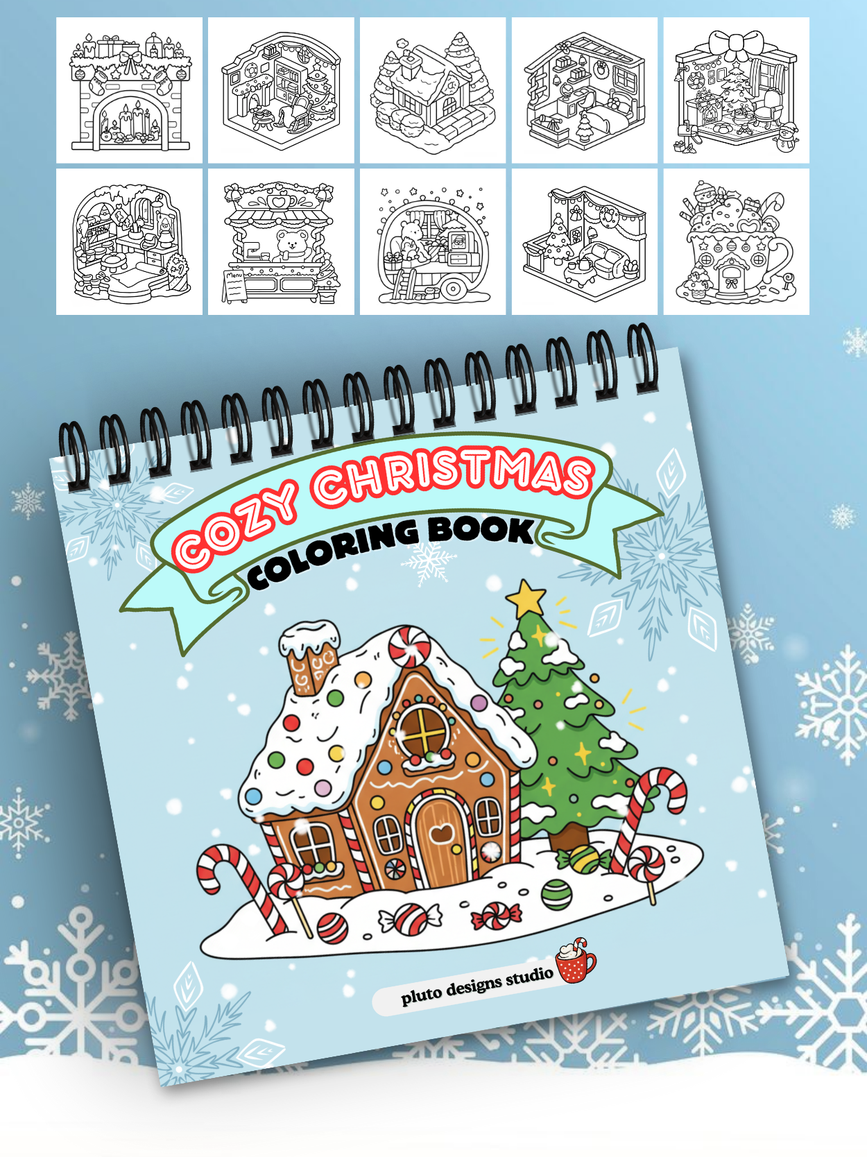 Cozy Christmas Coloring Book – 60 Festive Illustrations | Relaxing Holiday Coloring Book