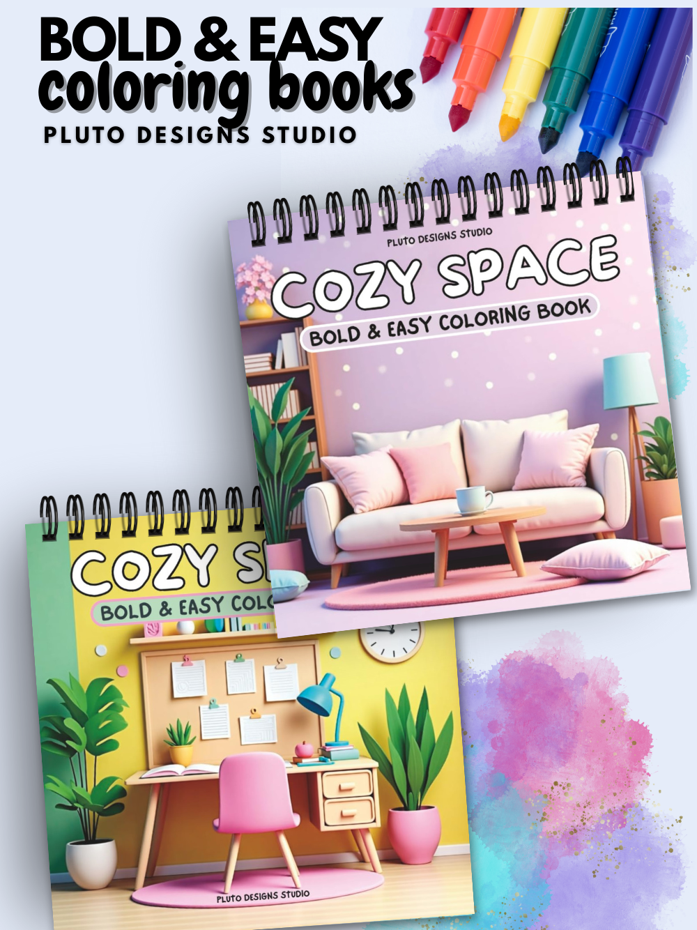 Cozy Space Coloring Book – Bold & Easy Coloring for Relaxation and Creativity for Kids, teens, Grown-ups and Adults