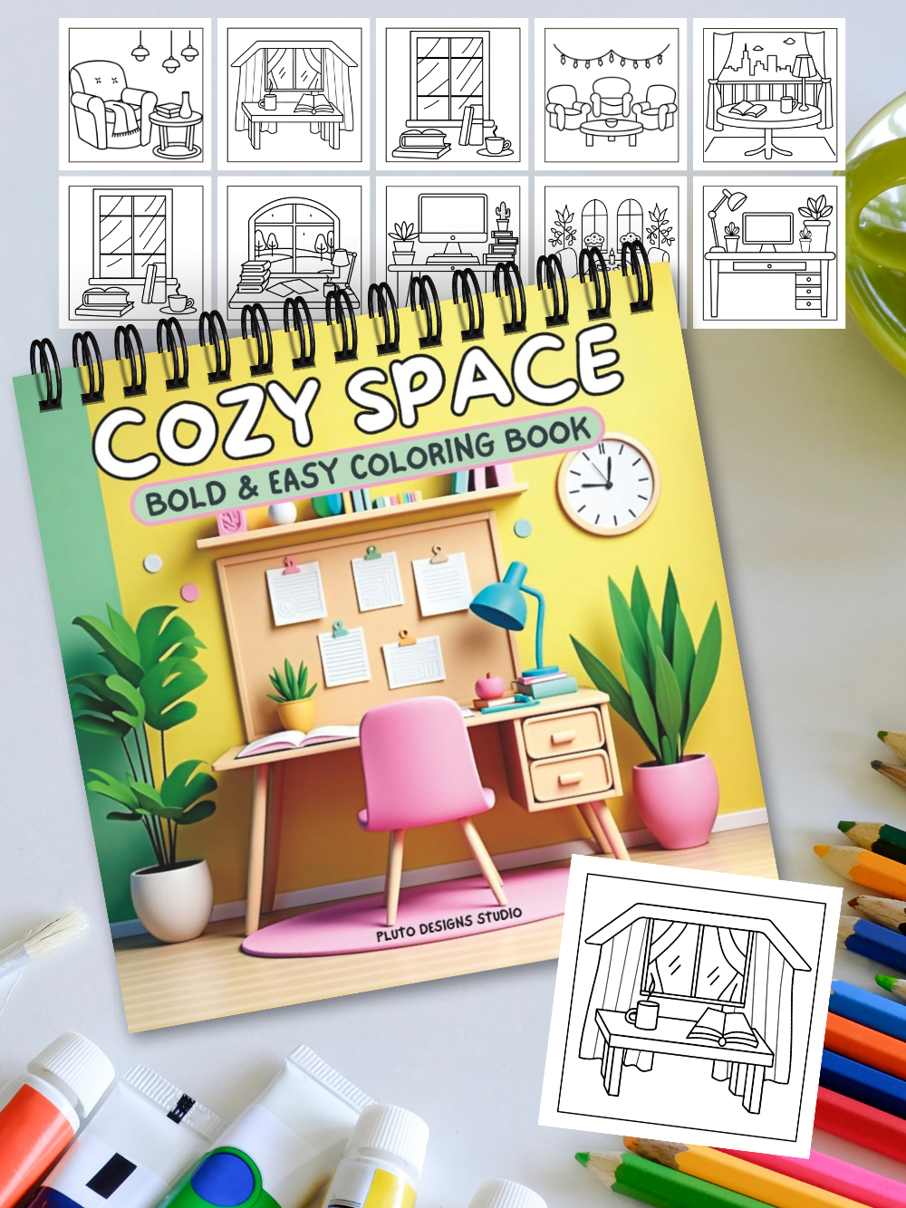Cozy Space Coloring Book – Bold & Easy Coloring for Relaxation and Creativity for Kids, teens, Grown-ups and Adults