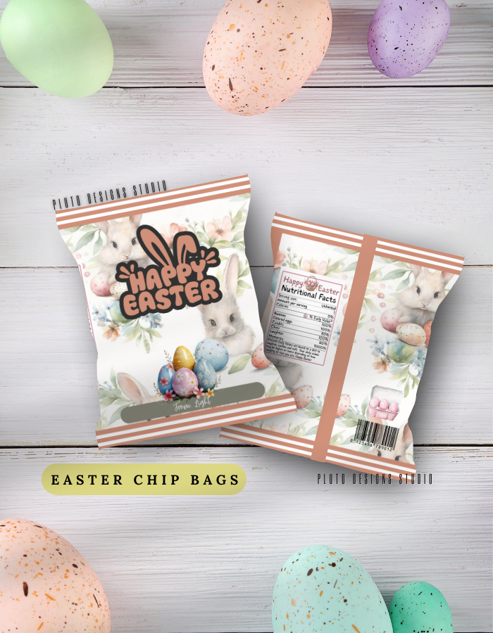 Personalized Easter Chip Bags – Custom Easter Party Favor Treat Bags (Pack of 10)