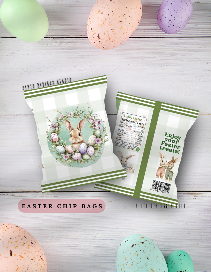 Personalized Easter Chip Bags – Custom Easter Party Favor Treat Bags (Pack of 10)