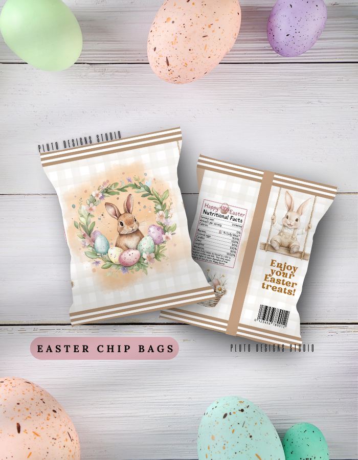 Personalized Easter Chip Bags – Custom Easter Party Favor Treat Bags (Pack of 10)